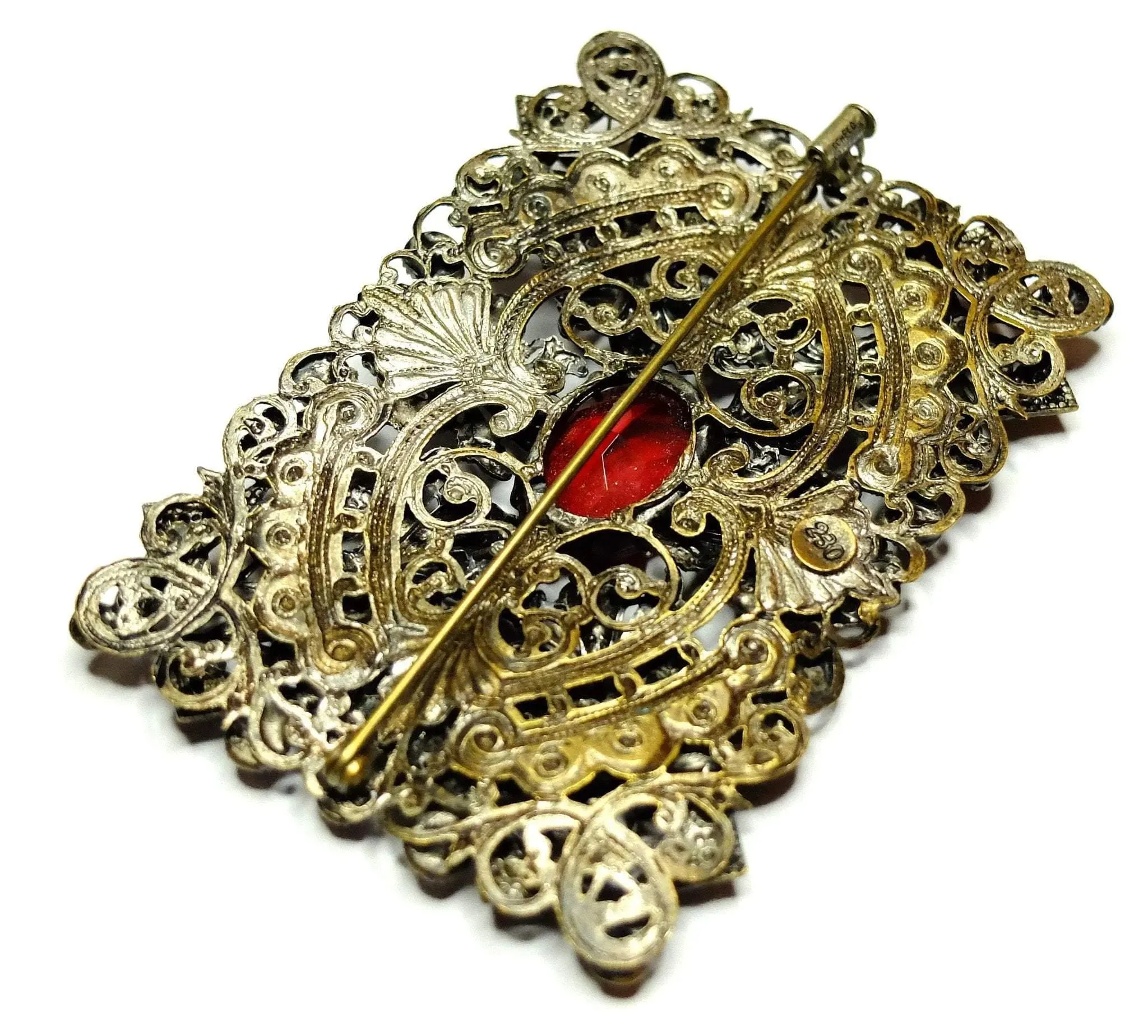 Vintage Art Deco 1930s Large Bohemian Filigree Czech Brooch