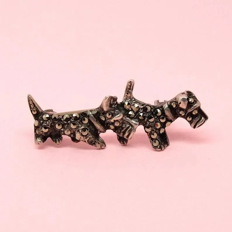 Vintage Art Deco 1930s Sterling Silver Scottie Dog Brooch