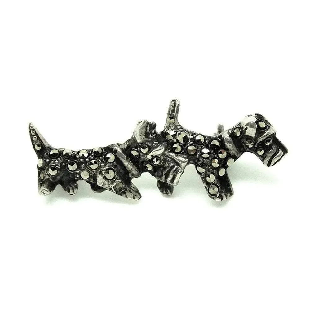 Vintage Art Deco 1930s Sterling Silver Scottie Dog Brooch