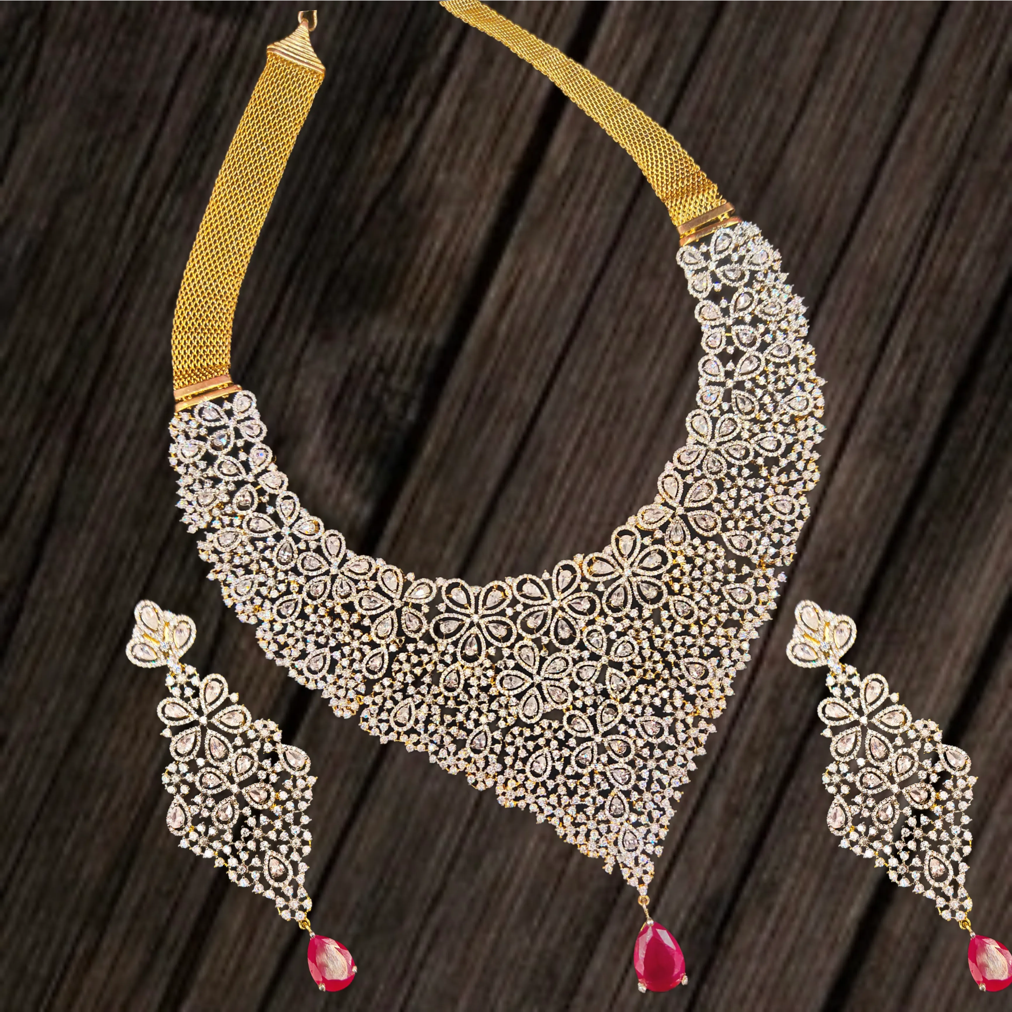 White Diamond Cz Choker Set By Asp Fashion Jewellery