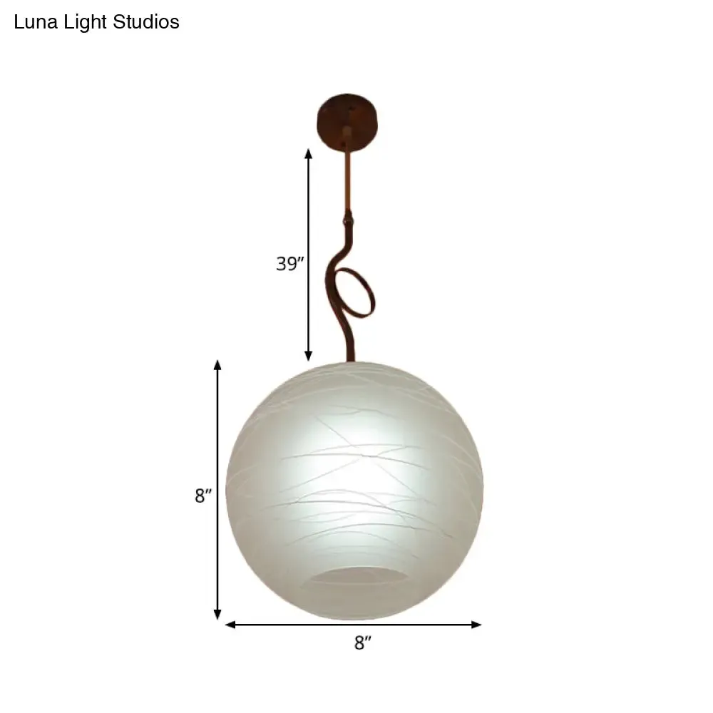 White Glass Ceiling Pendant Lamp - Modern Global Hanging Light Kit with 1 Bulb for Bedroom