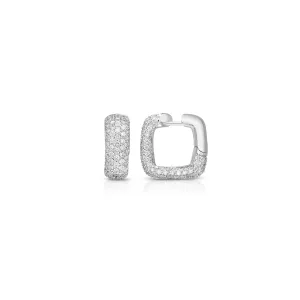 Wide Pave Square Hoop Earrings