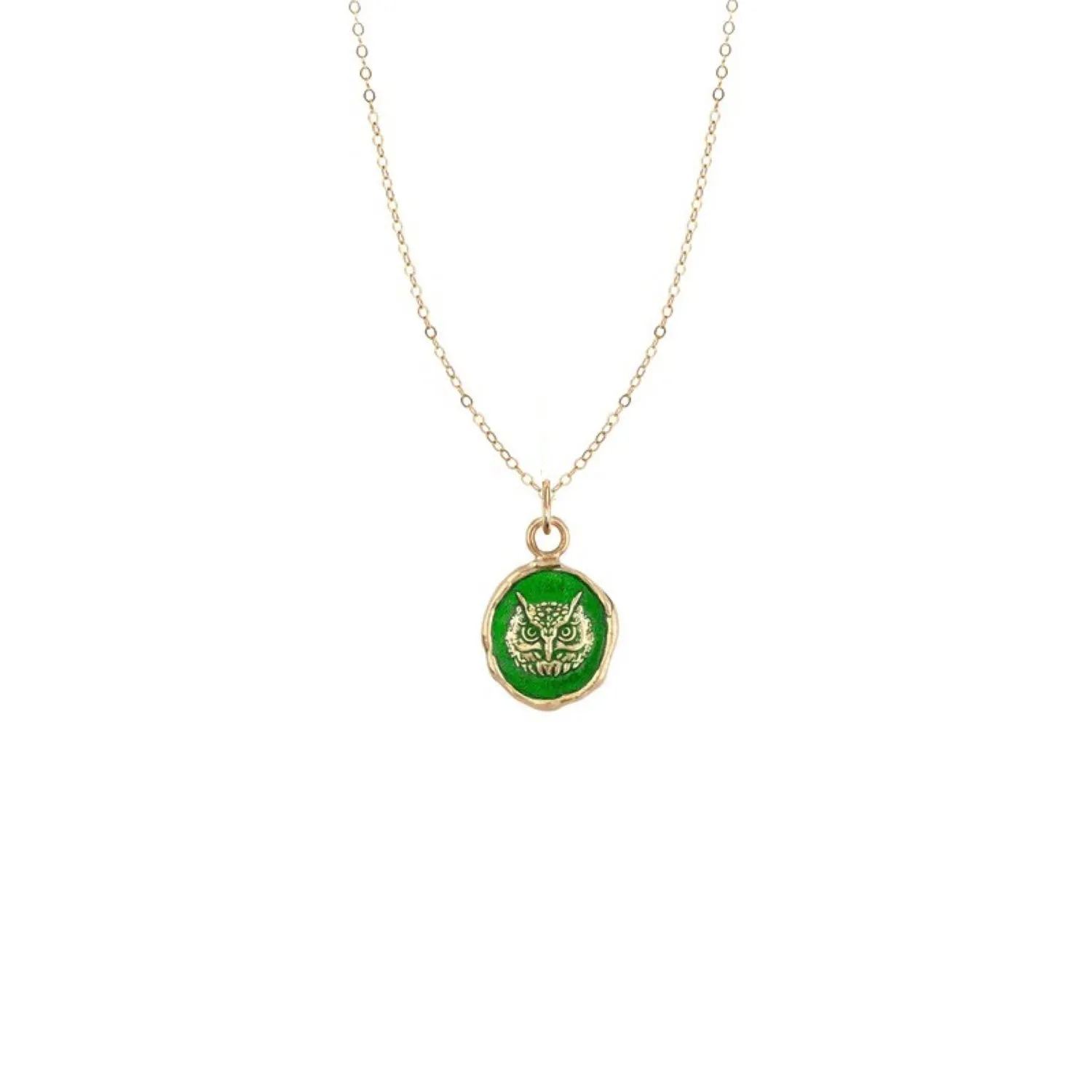 WITTY Talisman 14ct Yellow Gold Necklace with Green Ceramic Detail