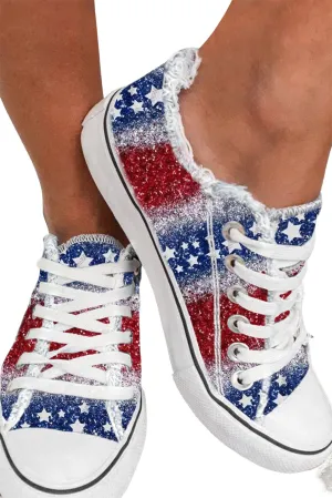 Women's Stars and Stripes Print Flat Canvas Shoes