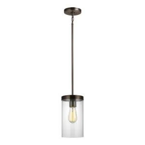 Zire 1-Light Pendant in Brushed Oil Rubbed Bronze with Clear Glass